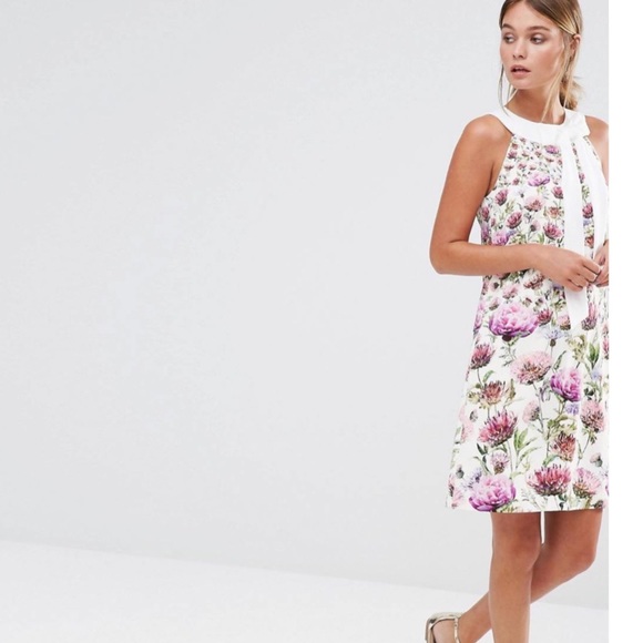REDUCED TED BAKER LUCILEE NECKTIE FLORAL TUNIC DRESS SZ US 10 OR TED SZ 4 - Picture 10 of 12